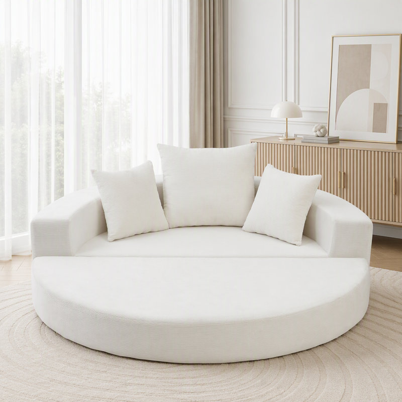 Convertible sofa couch bed,multi-functional,circular bed,adjustable Futon sofa, Beige
