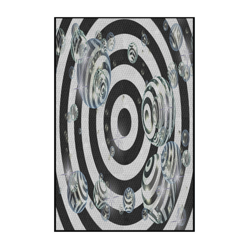 Tapis noir/blanc à motifs, Rectangle 3 pi x 5 pi