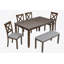Ensemble de salle à manger de cuisine 6 pièces, table de salle à manger rectangulaire en bois avec 4 chaises rembourrées et un banc, ensemble de table de salle à manger pour 6 personnes, salon, bar et cuisine, noyer