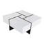 Table basse de conception unique avec 4 compartiments de rangement cachés, table de cocktail carrée avec plateau coulissant extensible, table centrale ultra brillante pour le salon de 31,5 po x 31,5 po-1842726734