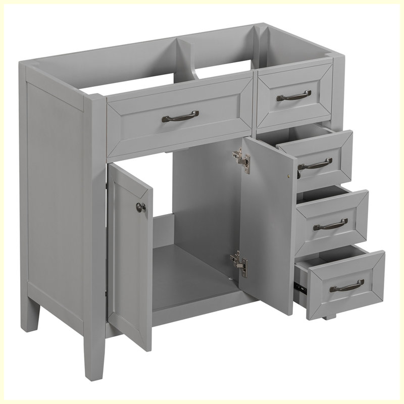 Meuble-lavabo moderne avec armoire et tiroirs, Gris
