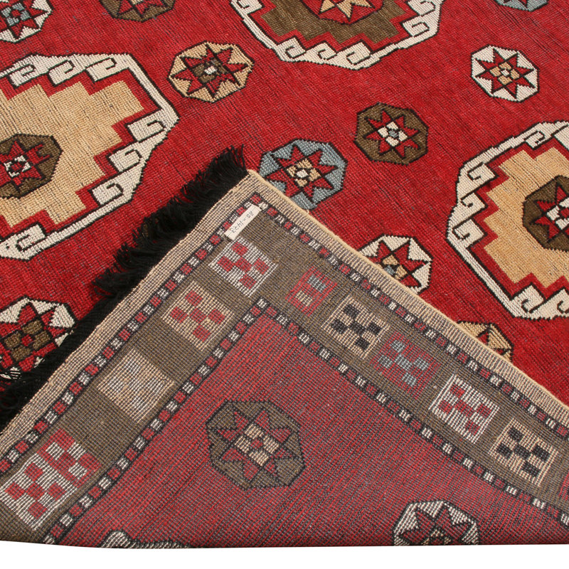 Burano Hand Knotted Wool Geometric Area Rug, Square 4'