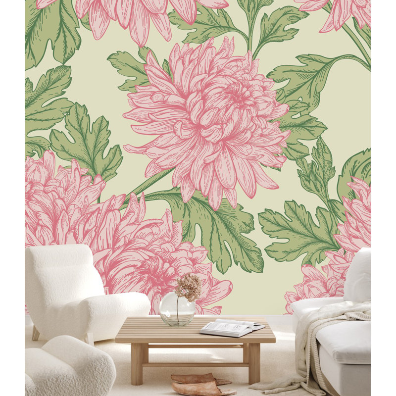 Floral Wall Mural, 8.33' W x 8.33' L