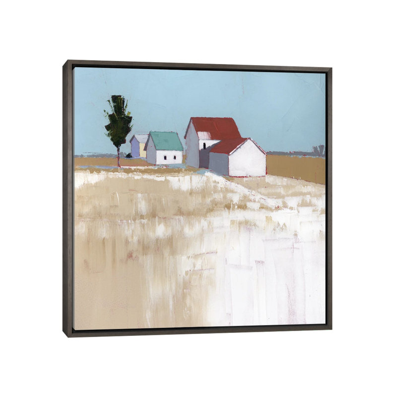 Neige sur le toit - reproduction d'art murale - toile encadrée, 26" x 26", Framed Canvas, Grey