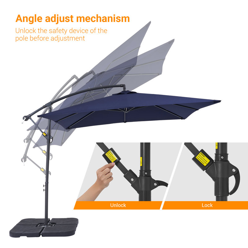 Parasol carré en porte-à-faux 98,4 po Donterious, Bleu marine