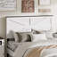 Grand lit plateforme en bois avec tête de lit, grand rangement sous le lit, silencieux, sans sommier, blanc-689337751