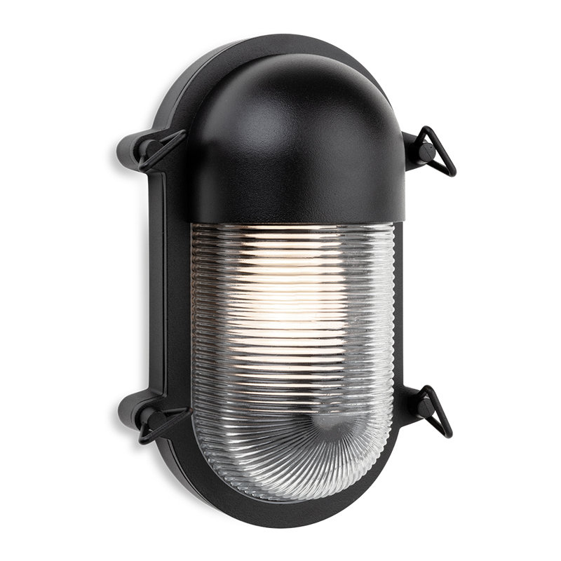 Black 24.8cm H Outdoor Bulkhead Light