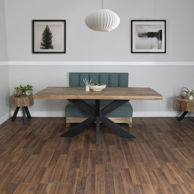 Discover Modern Elegance - Rectangle Dining Table with Mango Wood Top and Sturdy Spider Legs