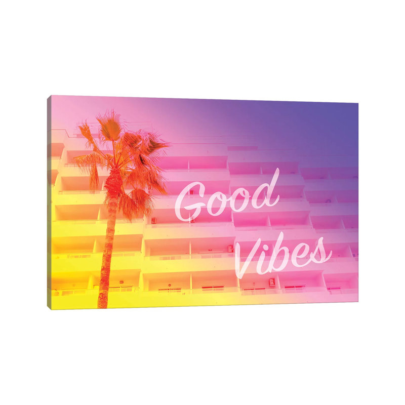Good Vibes & Palm by Beli - Wrapped Canvas Print, 20.32 cm H x 30.48 cm W