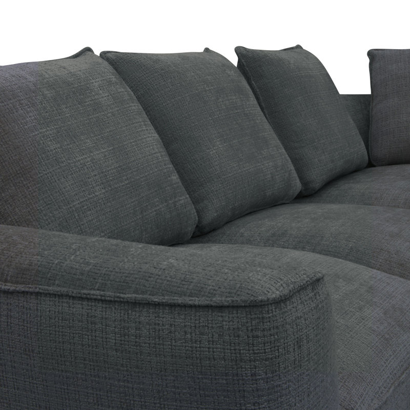 Amado Corner Sofa L Shaped Couch Modern Minimalist Chenille, Right Hand Facing, Dark Grey