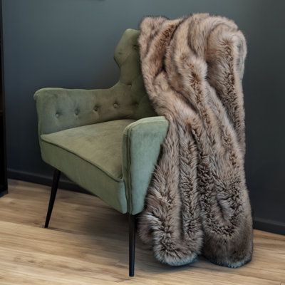 Thomas Collection® Desert Wolf Luxury Faux Fur Throw Blanket Assorted Sizes