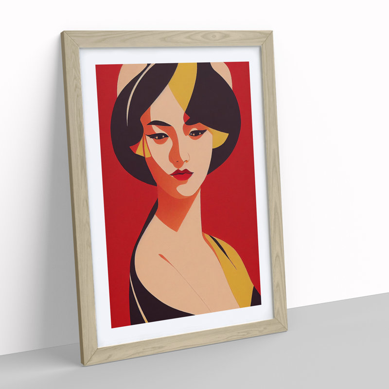 Classic Portrait of a Woman No.5 1 Piece Single Picture Frame Wall Art, 34cm H x 25cm W x 2cm D, Oak