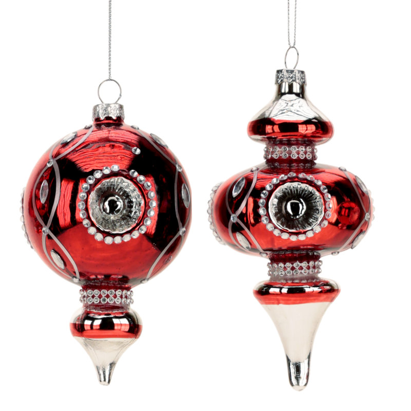 Fancy Crystal Ornament - 5-6 Inches Set Of 12
