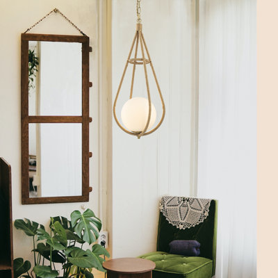 Leisha 1-Light Modern Rattan Kitchen Pendant Light