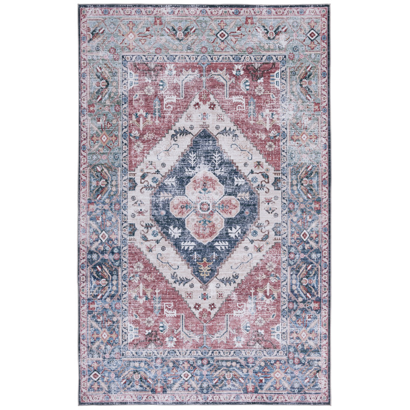 Tapis de couleur rouille / bleu marine Ziebarth 172 M / W S / R, Rectangle 5 pi x 8 pi