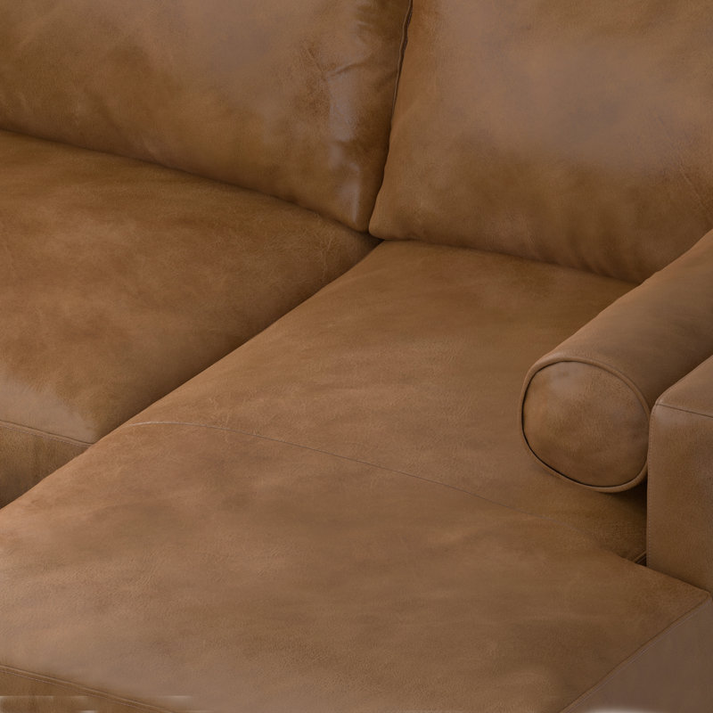 Morrison - Canapé modulaire droit - brun caramel, Cuir brun