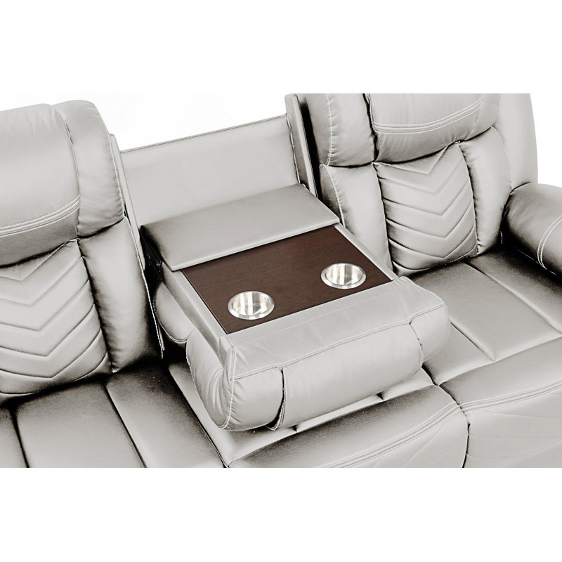 Canapé inclinable électrique moderne à DEL avec porte-gobelets et ports USB, Beige