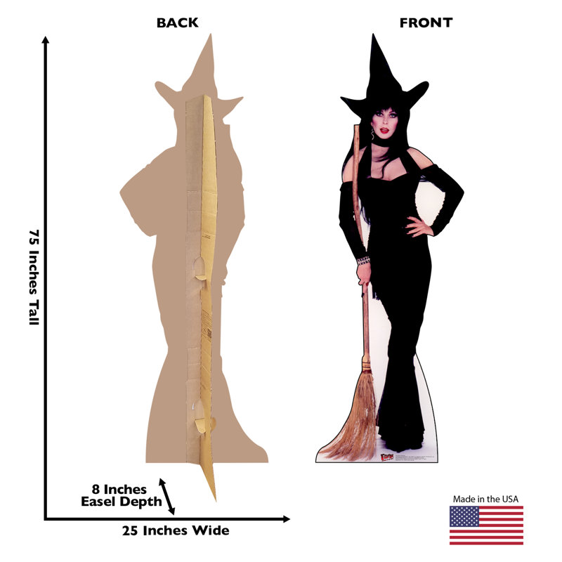 75'' Life-Size Elvira Cardboard Standup with Broom