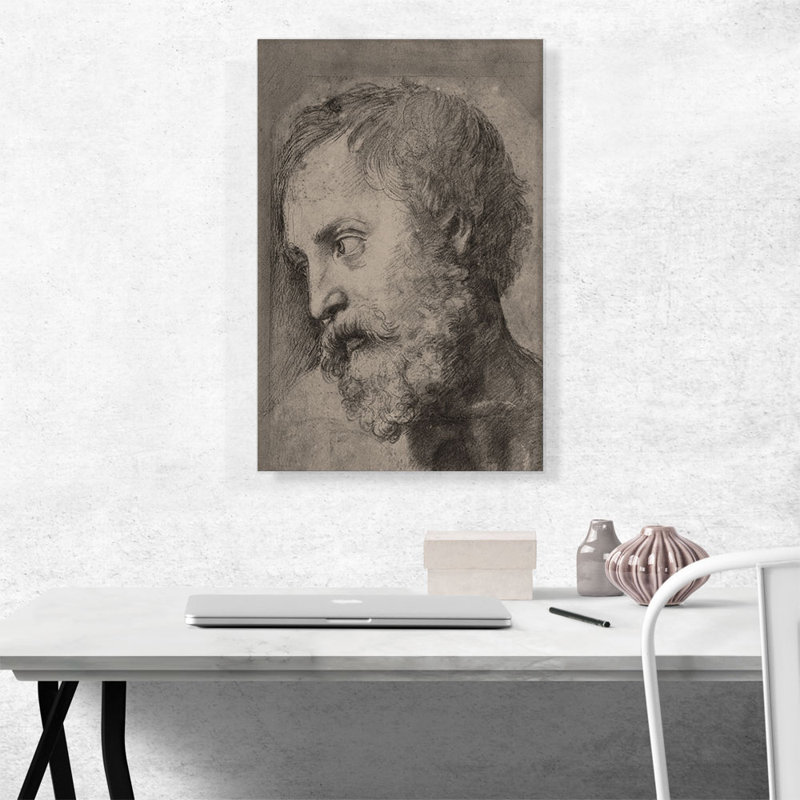 " Head Of An Apostle In The Transfiguration 1520 " by Raphael, 26" H x 18" W x 0.75" D