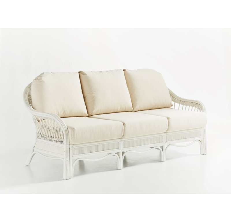 Canapé en coton 75 po Wittig, Beige naturel uni Dening, Blanc délavé