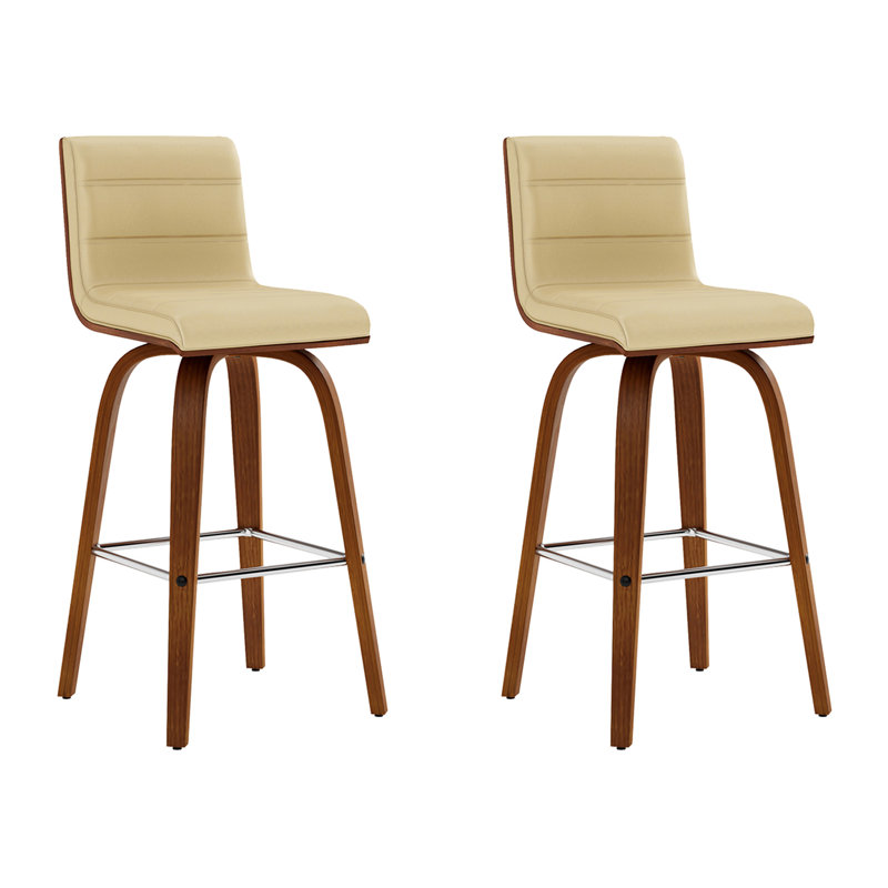 Tabouret de bar pivotant à hauteur de comptoir ou à hauteur Vienna Vienna, Crème / noyer, 2