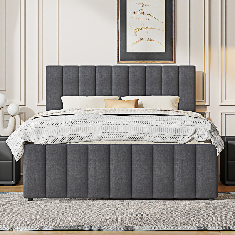 Lit tapissier Platm, gris