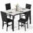 Modern Style 5 Pieces Dining Table Set For 4, Faux Marble Dining Room Table Set With Velvet Upholstered Dining Chairs, MDF Table Top And Metal Frame Dinette Set For Small Space-1014716259