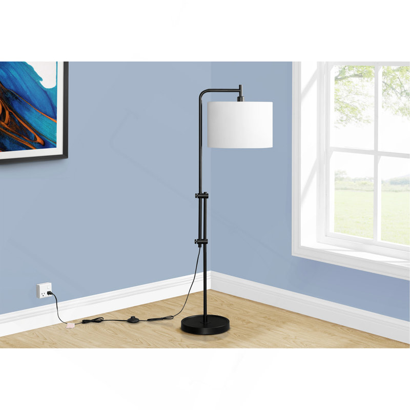 Lighting, H 63 po, lampe sur pied, métal, ivoire / abat-jour crème, contemporain, Noir