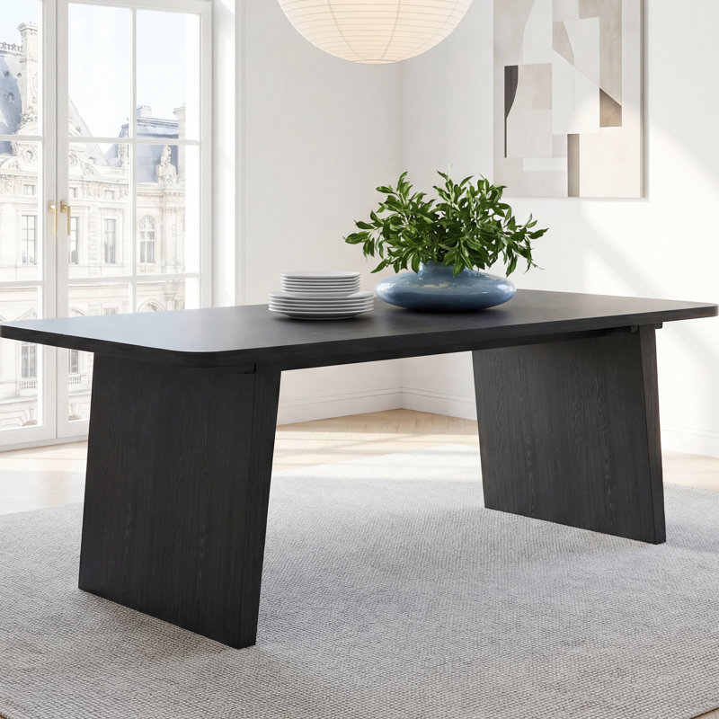 Table de salle à manger rectangulaire en bois Fika, Noir