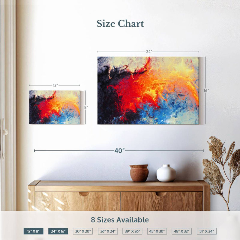 Avery Ice Flame Abstract, 16" H x 24" W