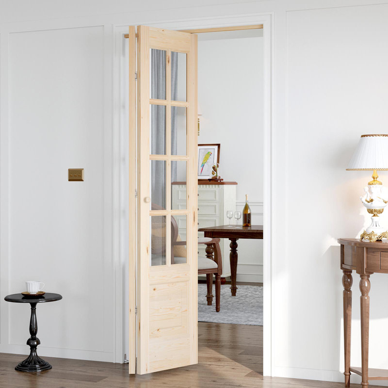 Porte pliante en verre et bois massif 8-Lite avec trousse de quincaillerie d'installation, 36 po x 80 po, 2