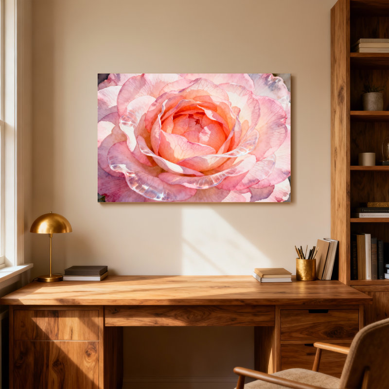 Plantes et fleurs, rose, aquarelle, reproduction d'art Z251224084240944335, H 24 po x l 36 po