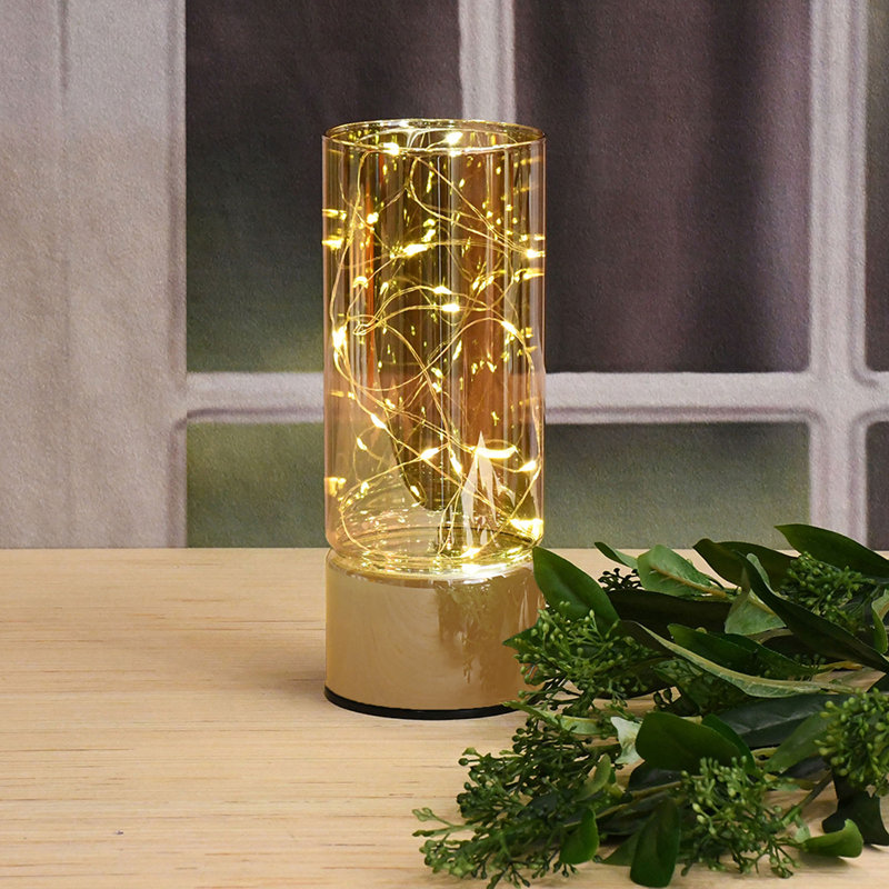Ouragan en verre avec guirlande lumineuse à piles