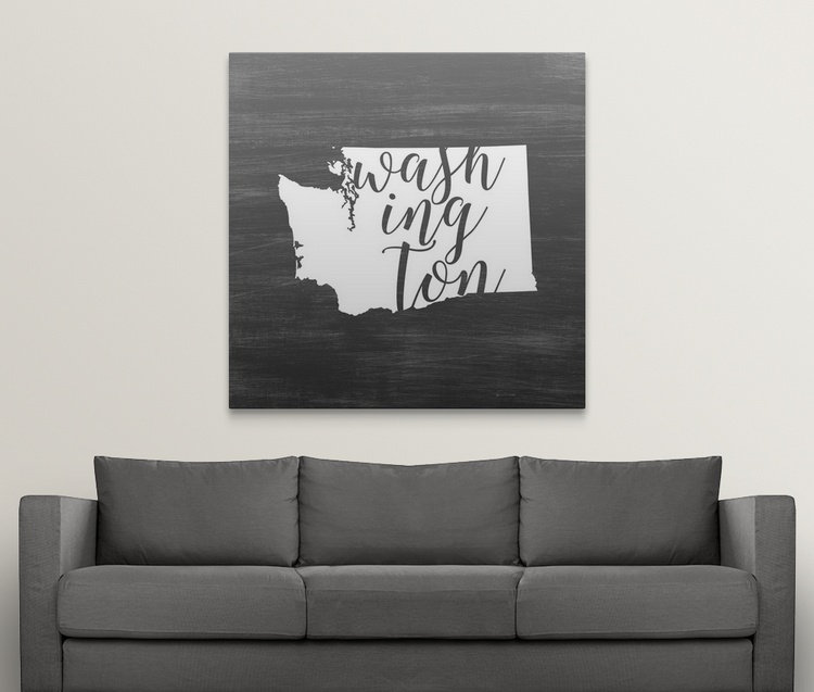 Home State Typographie Washington - impression d'art graphique, H 35 po x l 35 po x P 1,5 po, Toile