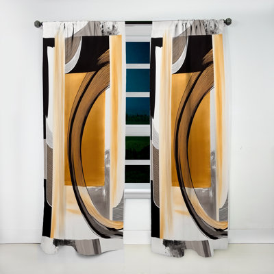 Glam Art Deco Abstract III - Modern Curtain - Velvet Room Darkening - 1 panel
