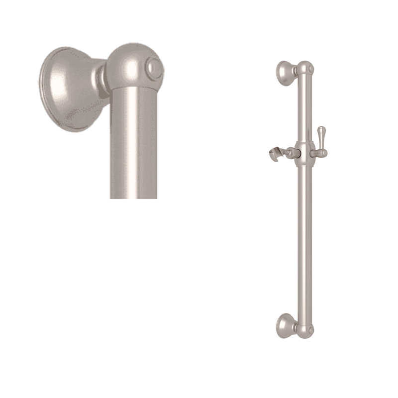 Rohl 36" Grab Bar With Sliding Handshower Holder, Satin Nickel, 26.25" W