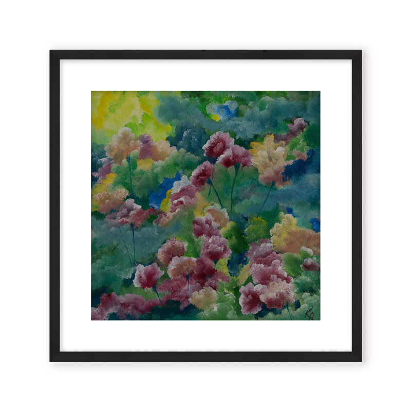 Nature Inspired "Petals of Spring" Canvas Wall Art By , 30" H x 30" W, Framed Matted Print, Black