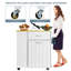 Îlot de cuisine roulant avec armoire à poubelle coulissante, chariot de rangement sur roulettes avec support à épices à 3 niveaux, comptoir en bambou à 1 tiroir, pour les petits espaces-235825356