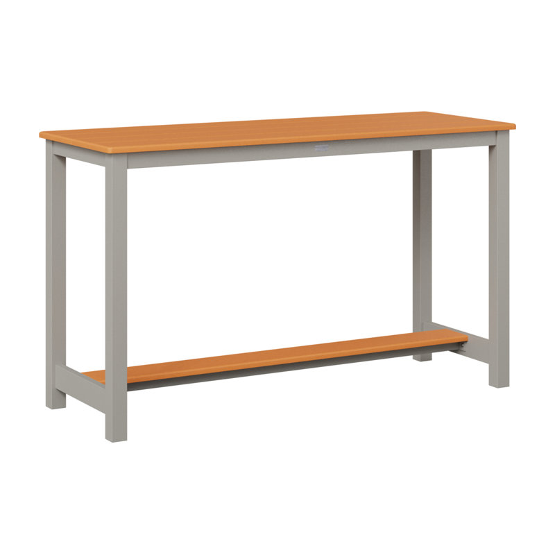 Balcony Outdoor Bar Table, Platinum Silver, 35.5" H x 60" W x 22" D, Mango Orange