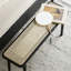 Banc de salle à manger en bois de chêne noir de style moderne avec détails en rotin, banc moderne pour la chambre à coucher, banc d'entrée, banc en rotin pour le salon (l 39,37 po x P 11,02 po x H 16,92 po)-623298838