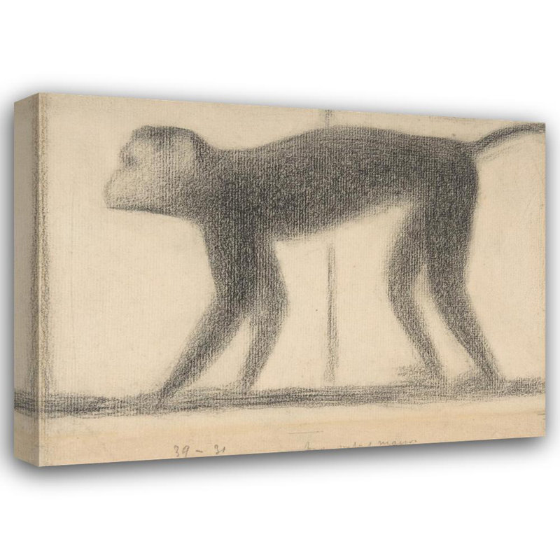 "Monkey" par Georges Seurat - Art mural sur toile tendue avec châssis, H 24 po x l 17 po