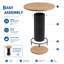 Table de bar ronde avec piètement ondulé en fer et repose-pieds, table haute de style bistro pour petits espaces, chêne-1102593965