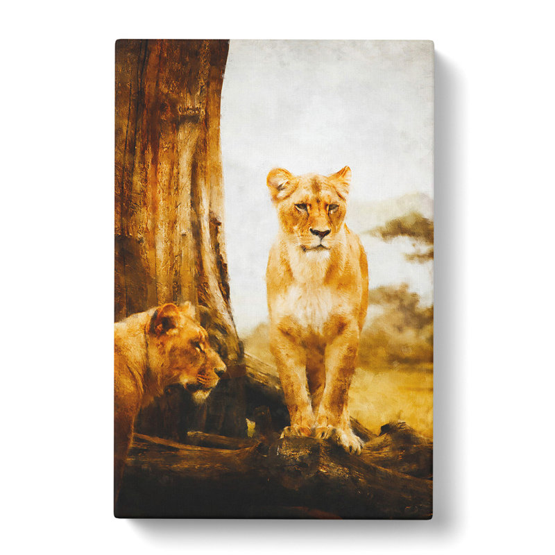 Two Lioness - Wrapped Canvas, 60cm H x 40cm W x 3cm D