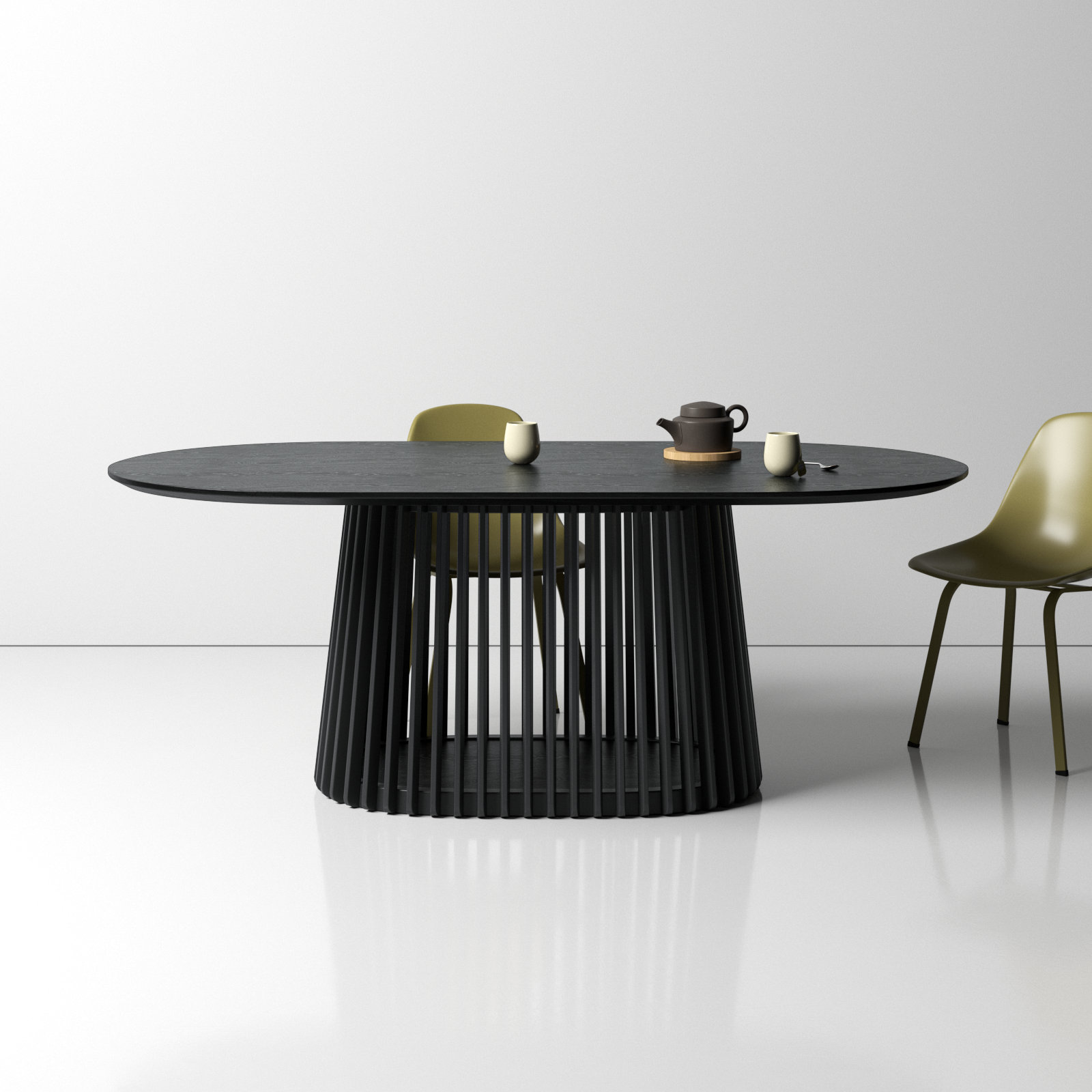 Burgal 79'' Oval Dining Table, Black