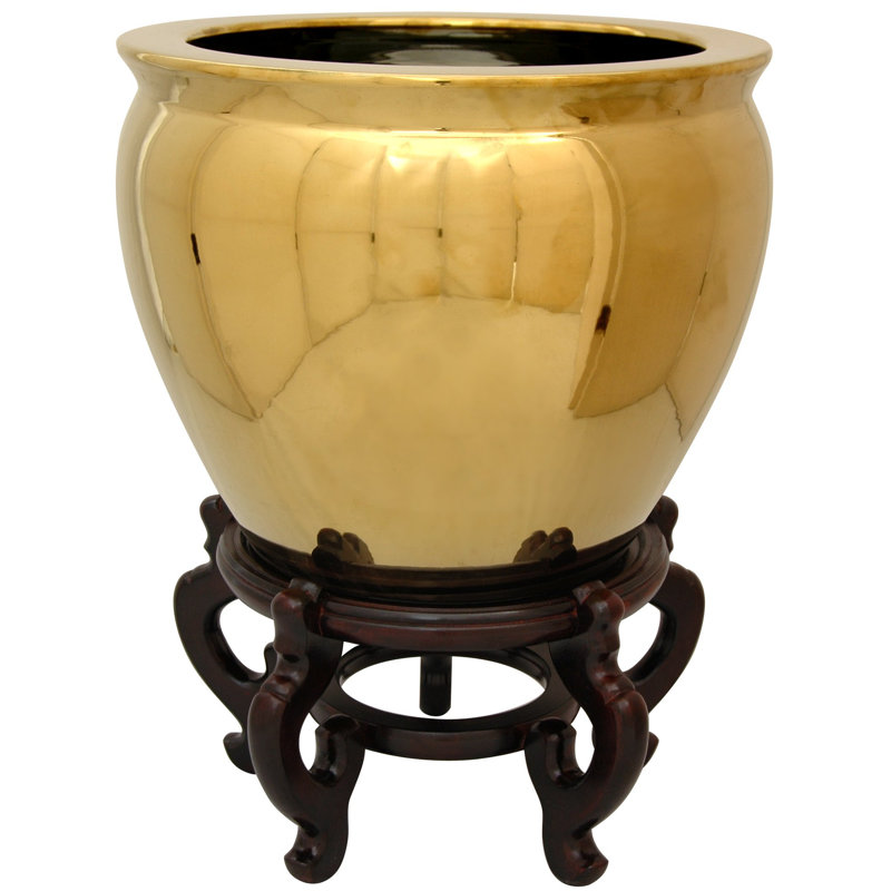 Medallion Urn, 12.5" H x 16.25" W x 16" D, Solid Gold