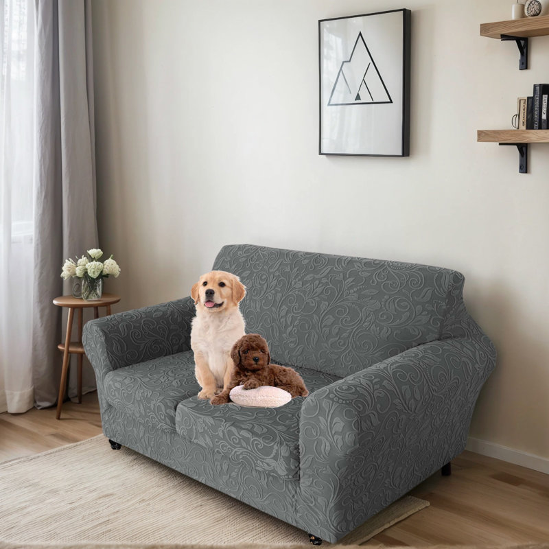 Housse de canapé en velours épais 3 pièces pour canapé à 2 coussins, Polyester gris