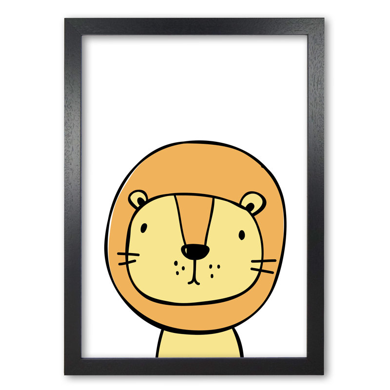 Scandi Lion - Painting, Black Grain Frame, 85 cm H x 60 cm W x 5 cm D