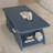 Modern Blue Rectangular Coffee Table With Rounded Corners, Open Storage Shelves & Sturdy Frame – Easy Assembly Geometric Design Table For Living Or Reception Room -1101414110