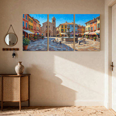 Scénario et paysages urbains colorés, ensemble de 3 impressions sur toile
