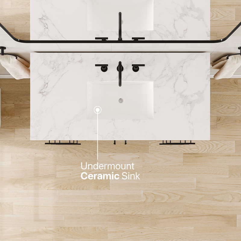 Burtch 48"W X 22"D Oak Bathroom Vanity With White Arabescato Engineered Stone Countertop And Undermount Ceramic Sink